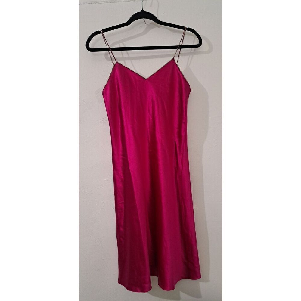 Helmut Lang Womens Small 100% Silk Rose Pink Slip Dress Flare
